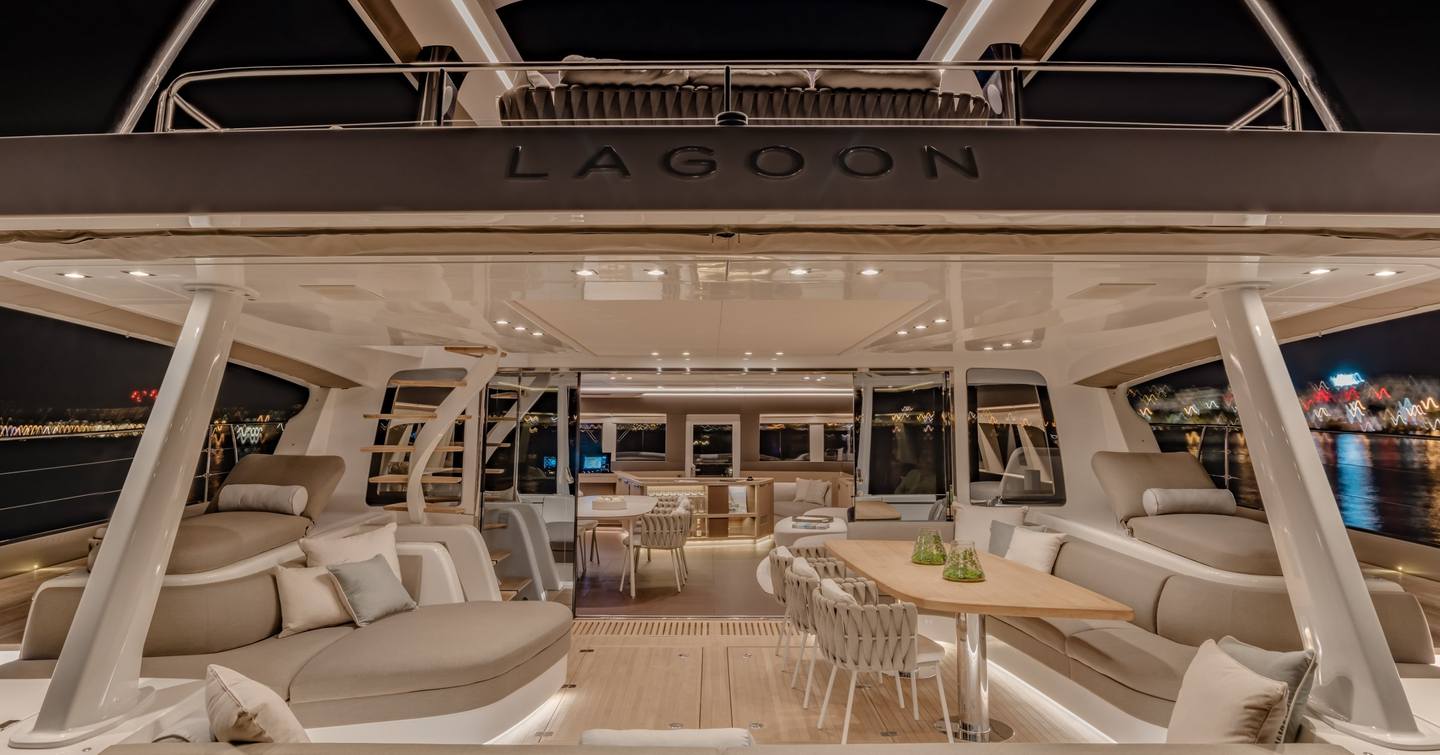 Deck on a catamaran built by Lagoon 