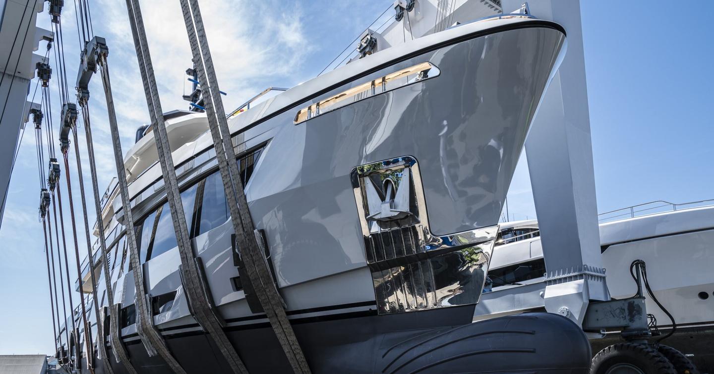 Superyacht Big Naan underneath at launch