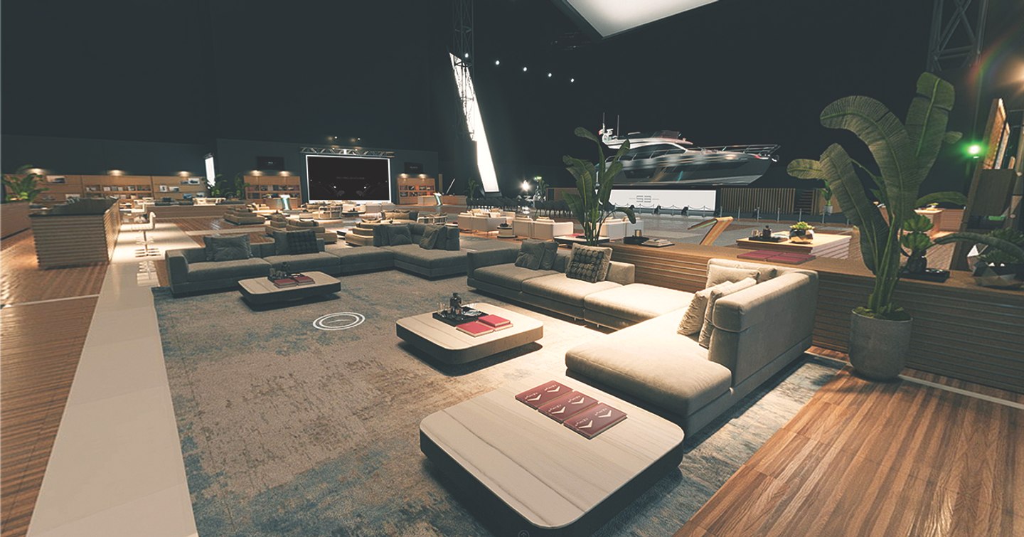 Image of Azimut's virtual show room showing comfortable seating