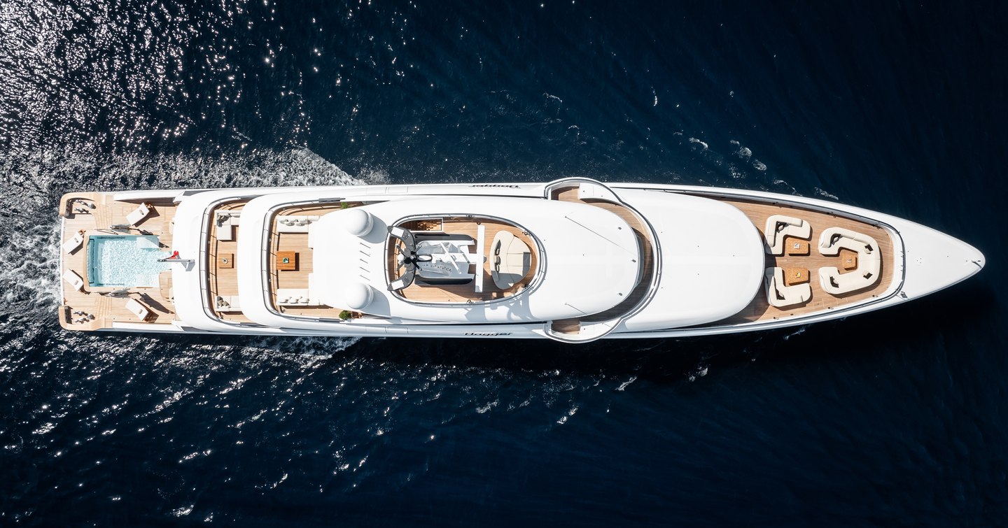 Benetti superyacht Dagger underway aerial view