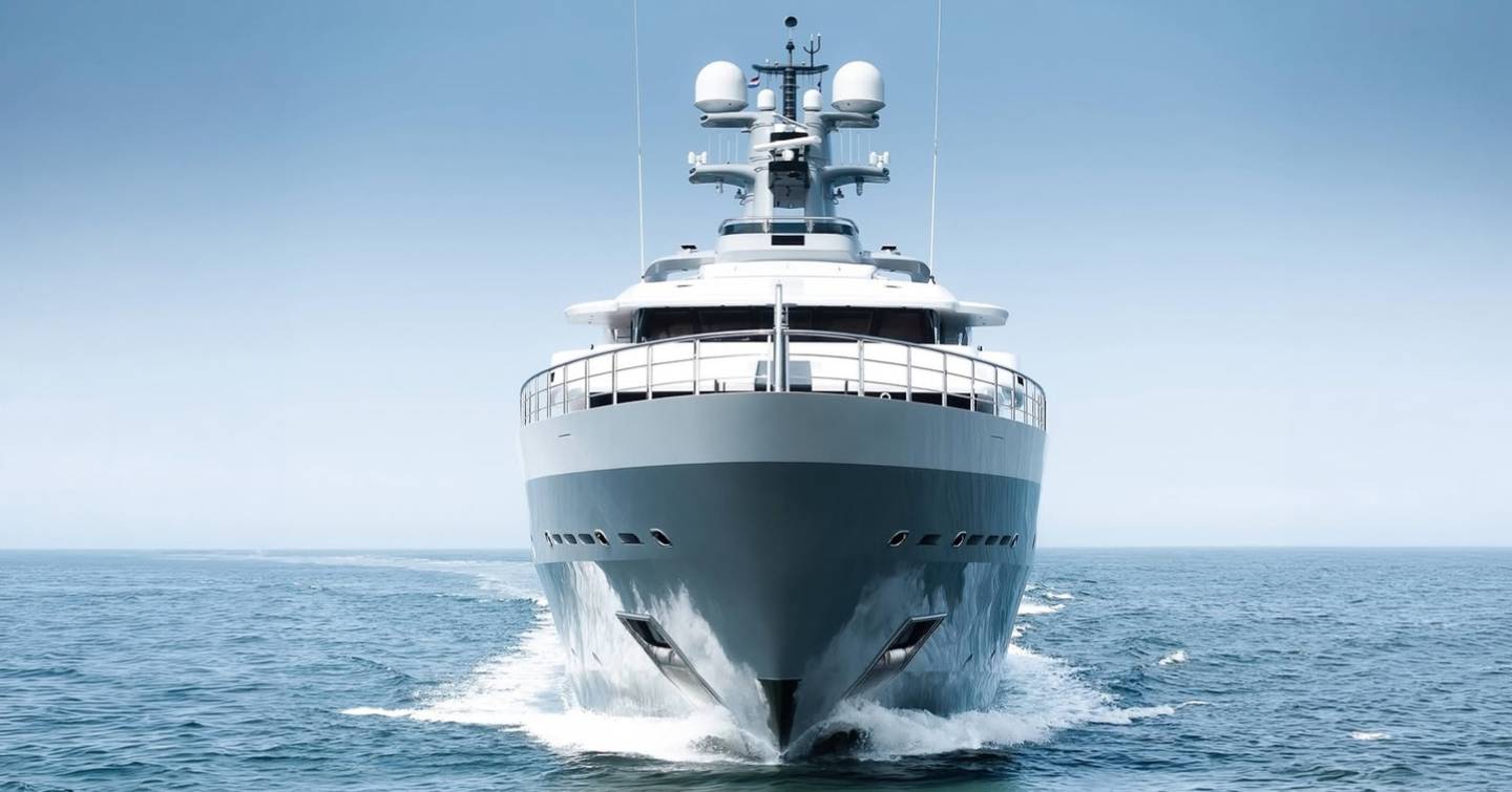 Oceanco superyacht Draak underway bow view 