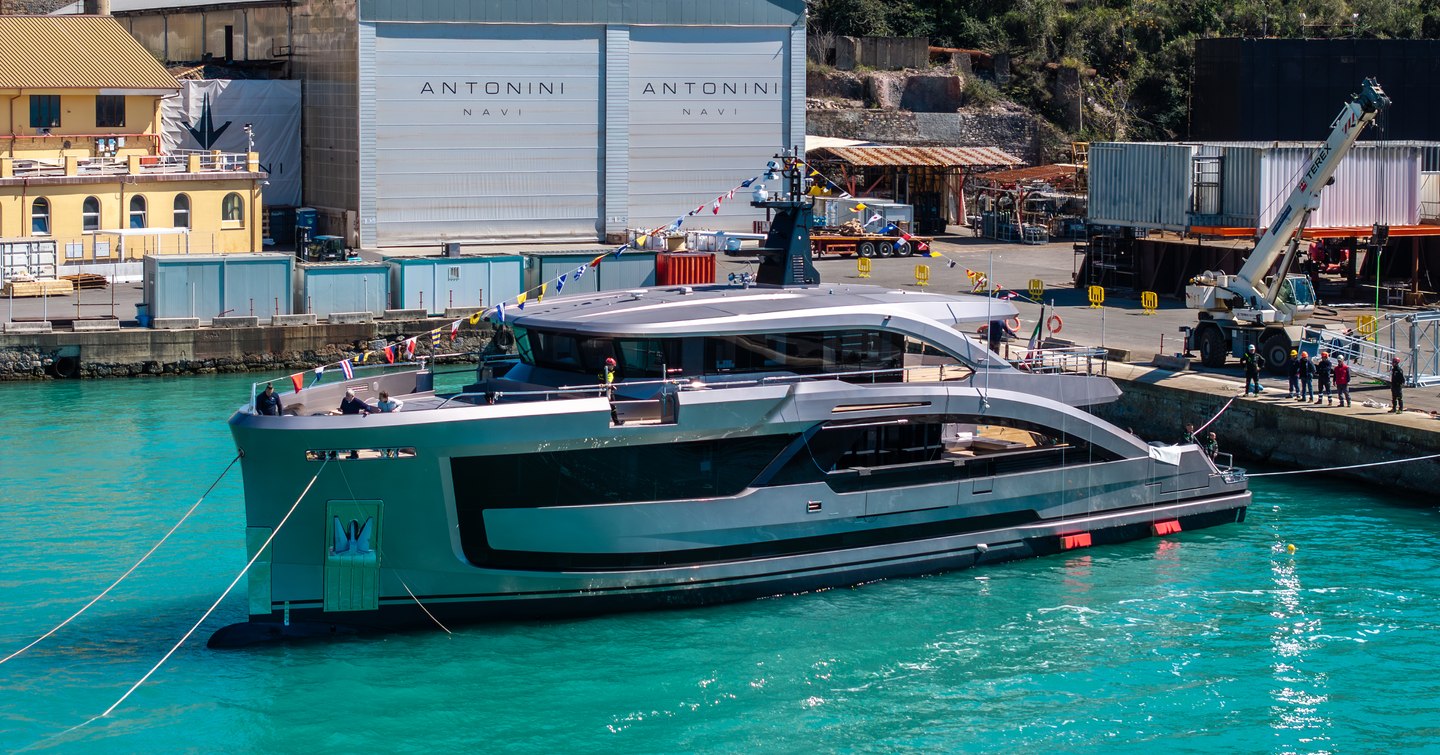 Antonini Navi Seamore 34 motor yacht Matilde7 on water during launch ceremony