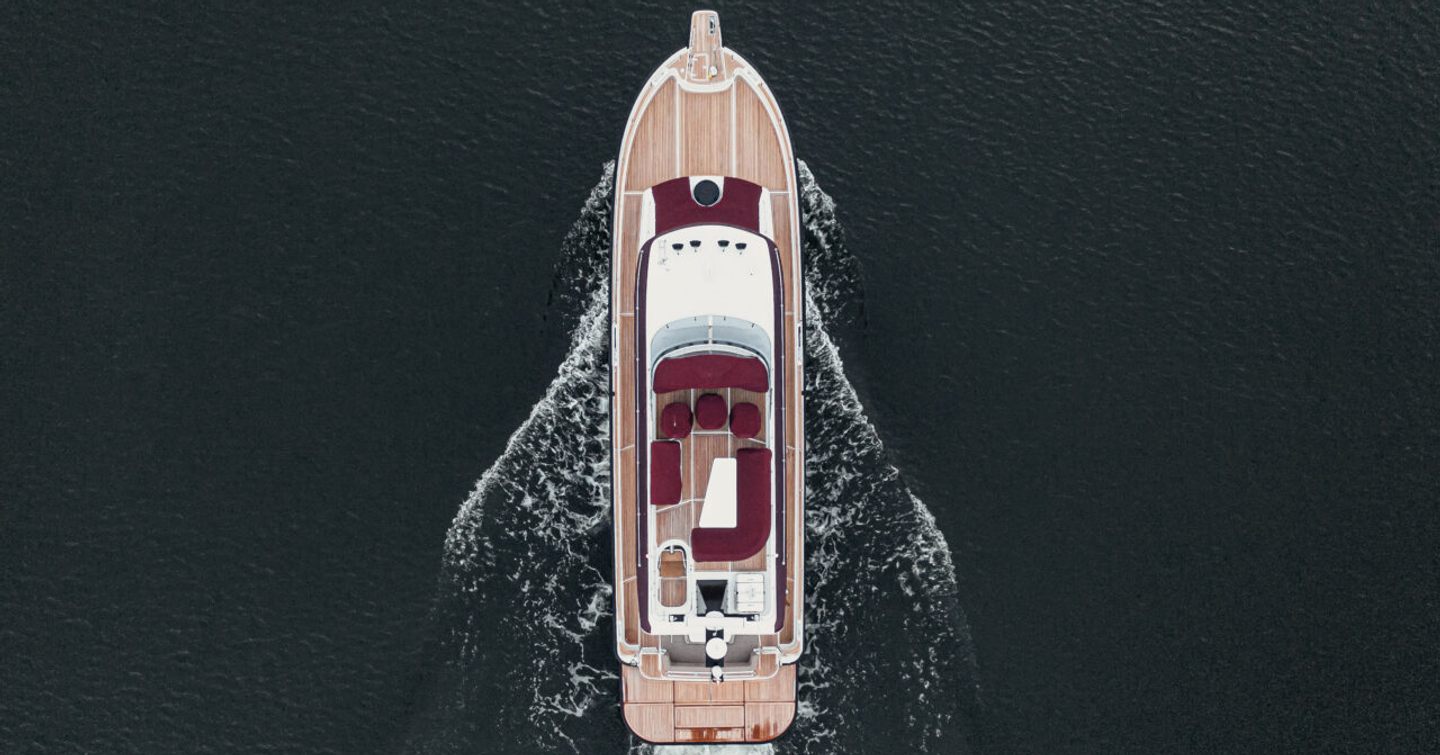 Aerial view of Nord Star 49+ motor yacht under way