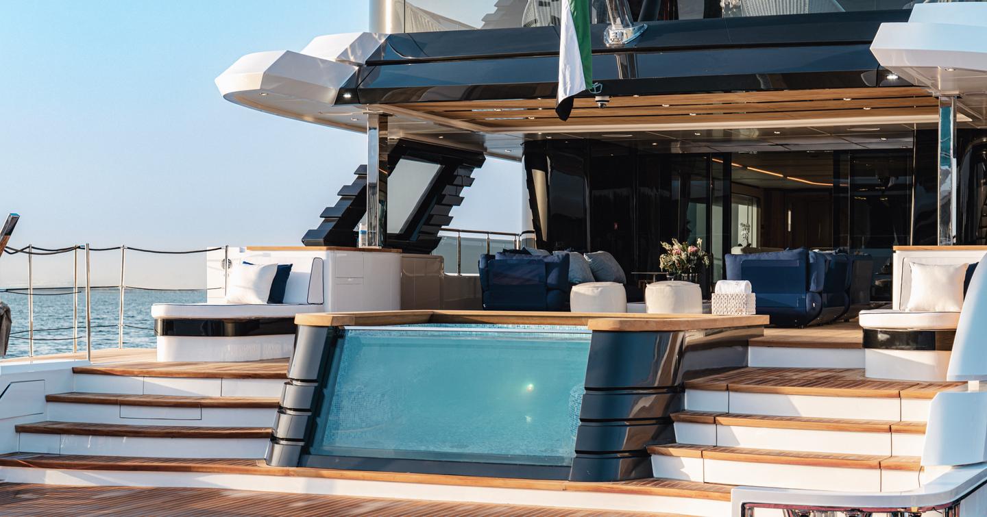 Gulf Craft Majesty 145 Superyacht aft infinity pool