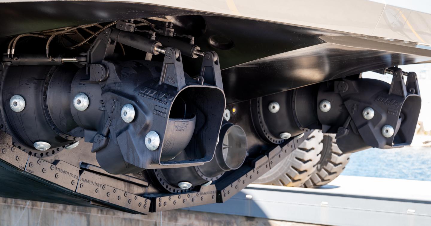 ISA Yachts motor yacht Fast Naan at launch engine close up 