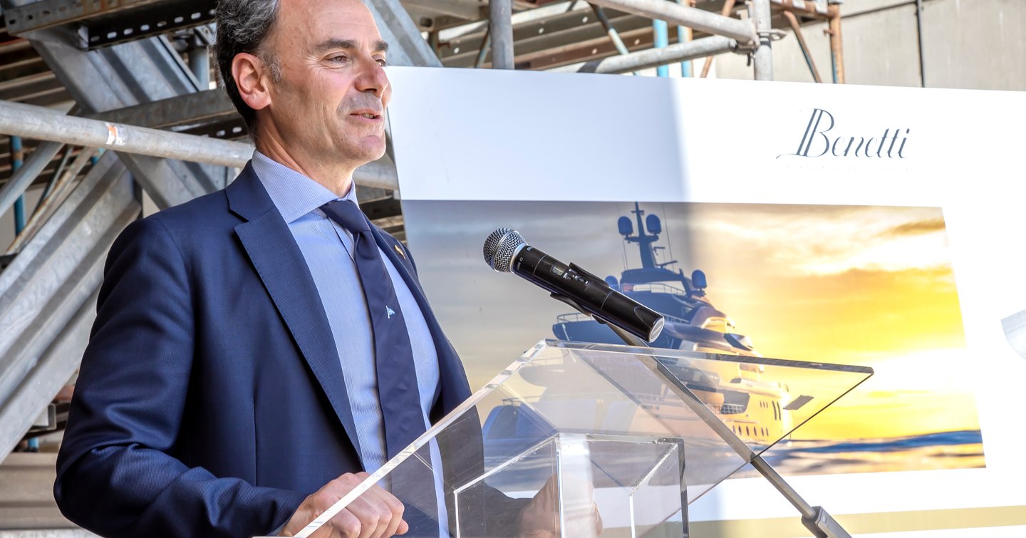 Marco Valle, Azimut Benetti Group CEO,  speaking at the keel laying