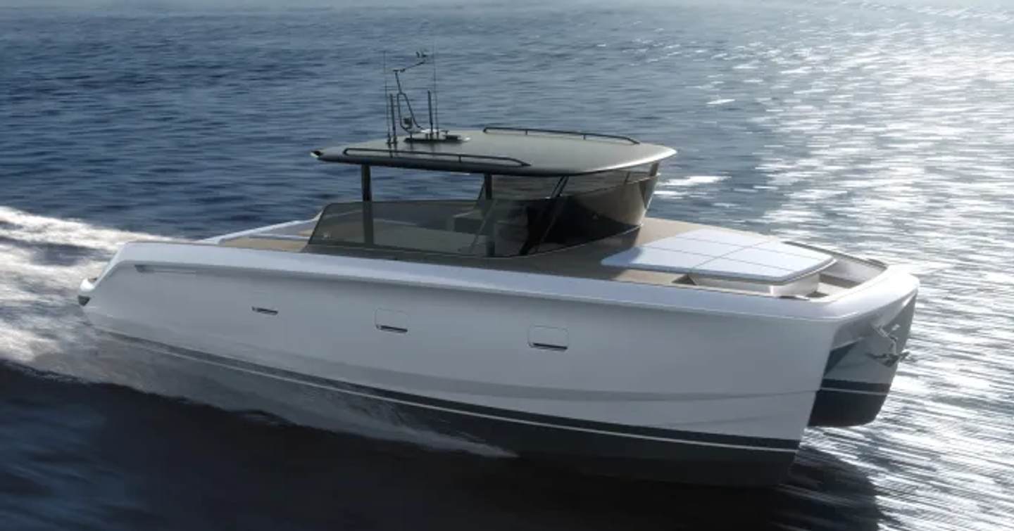 Rendering of Bluegame BGF45 Catamaran under way