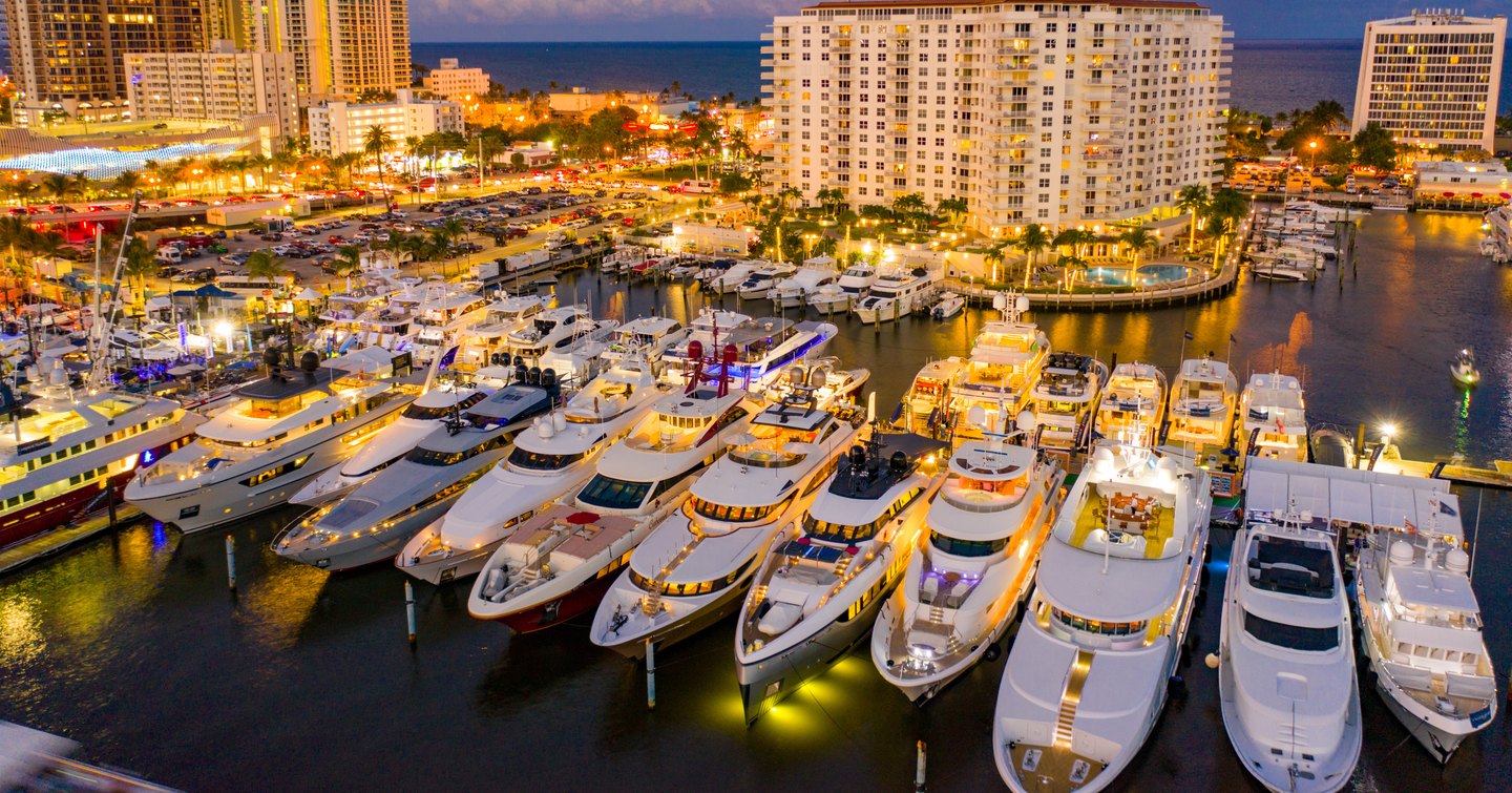 Fort Lauderdale twilight aerial photo boat show