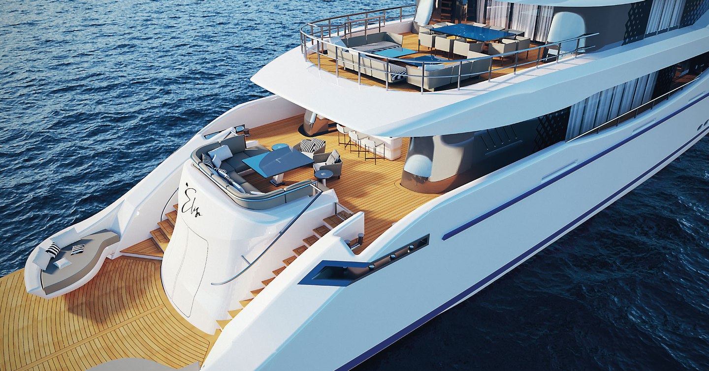 Aft decks of superyacht concept My Elisa