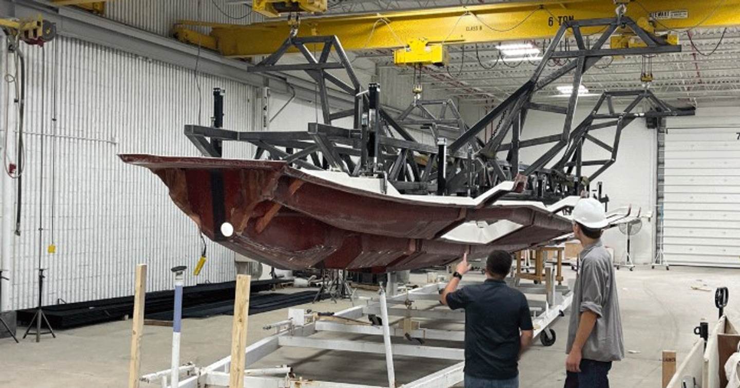 Tiara Yachts 56 LS under construction in Holland, Mich.