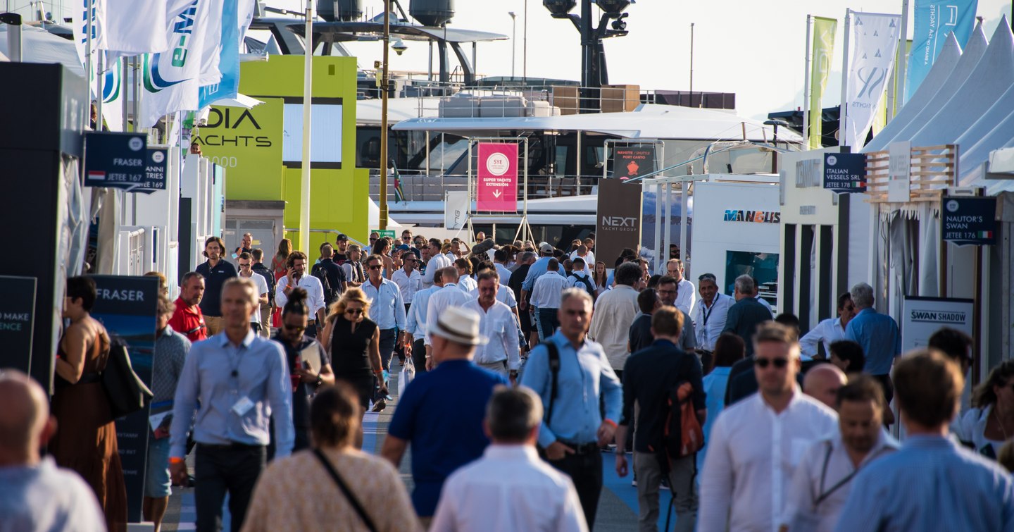 Crowds of people at Cannes Yachting Festival