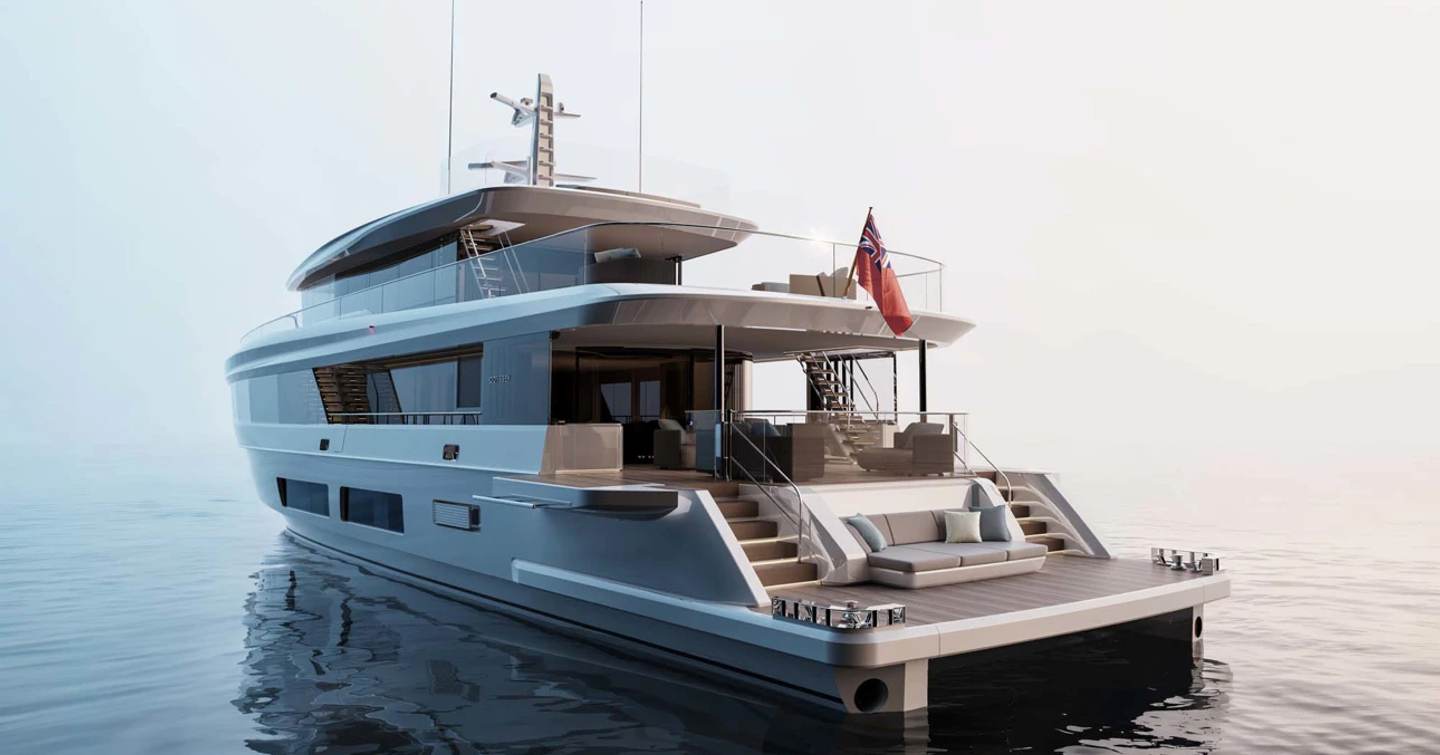  Princess motor yacht Odyssey 108 at anchor stern view 