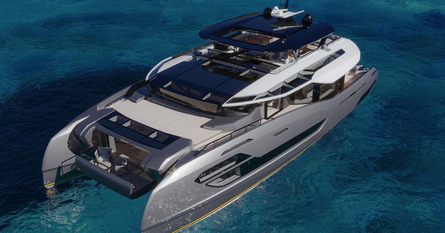 X30 Villa motor yacht at anchor
