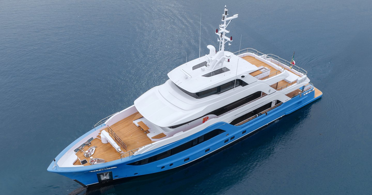 Aerial view of Explorer Yacht Presence  under way