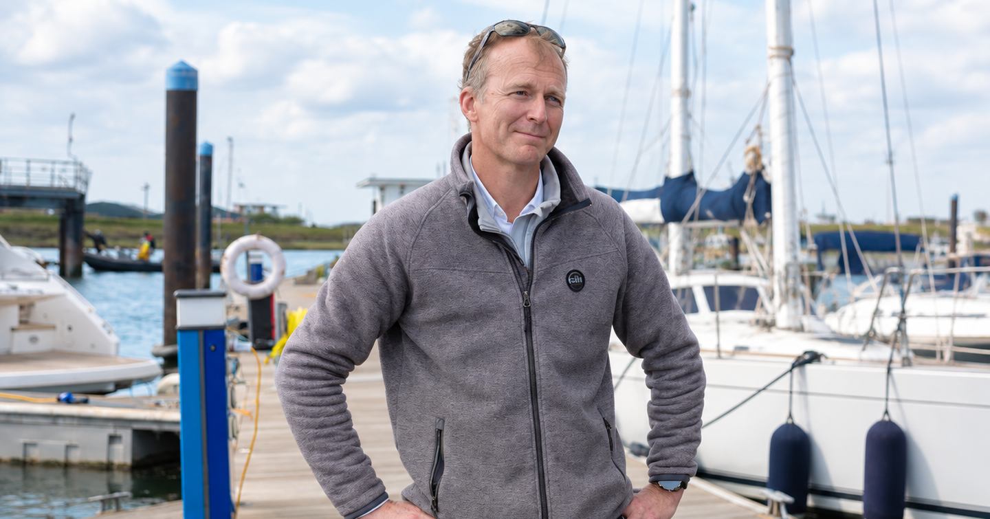 Hugo Andreae on boardwalk at harbour
