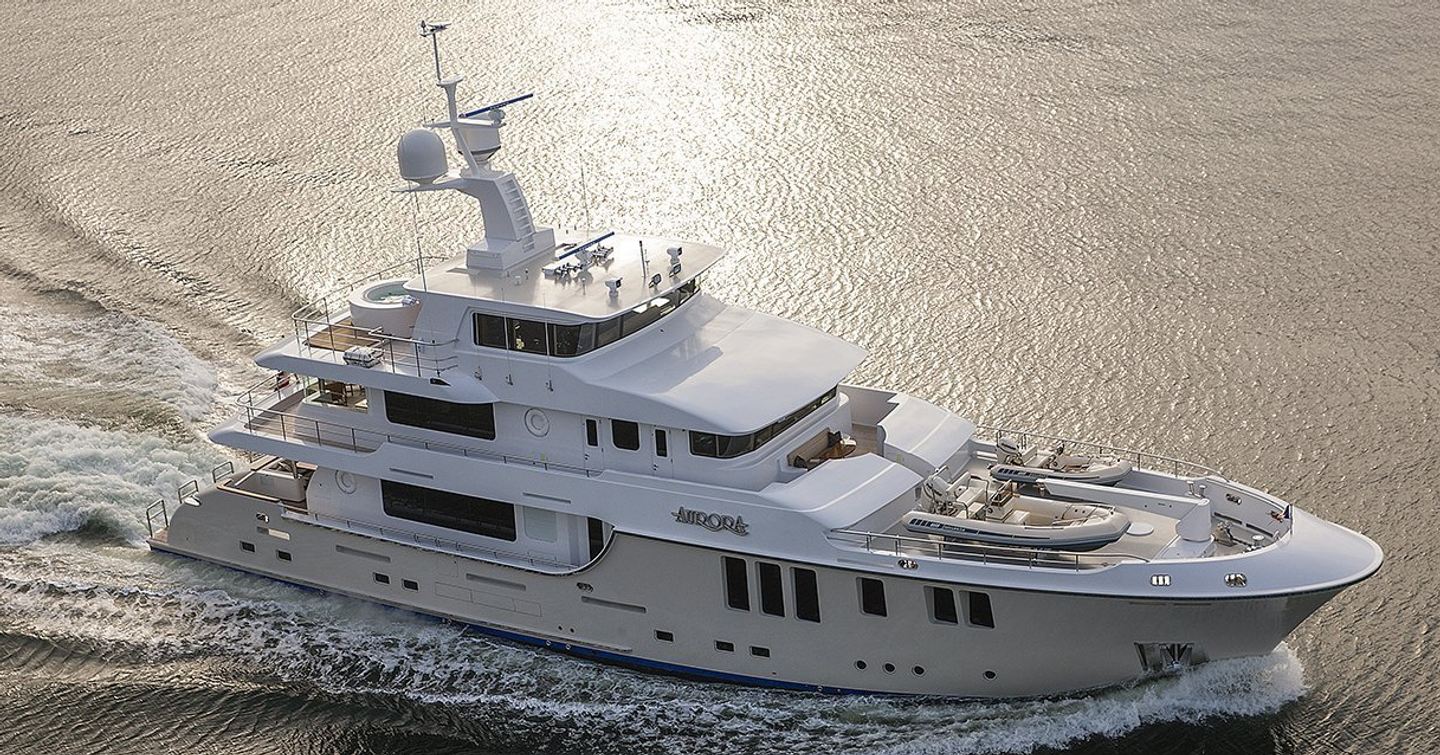 Nordhavn N120 motor yacht under way 