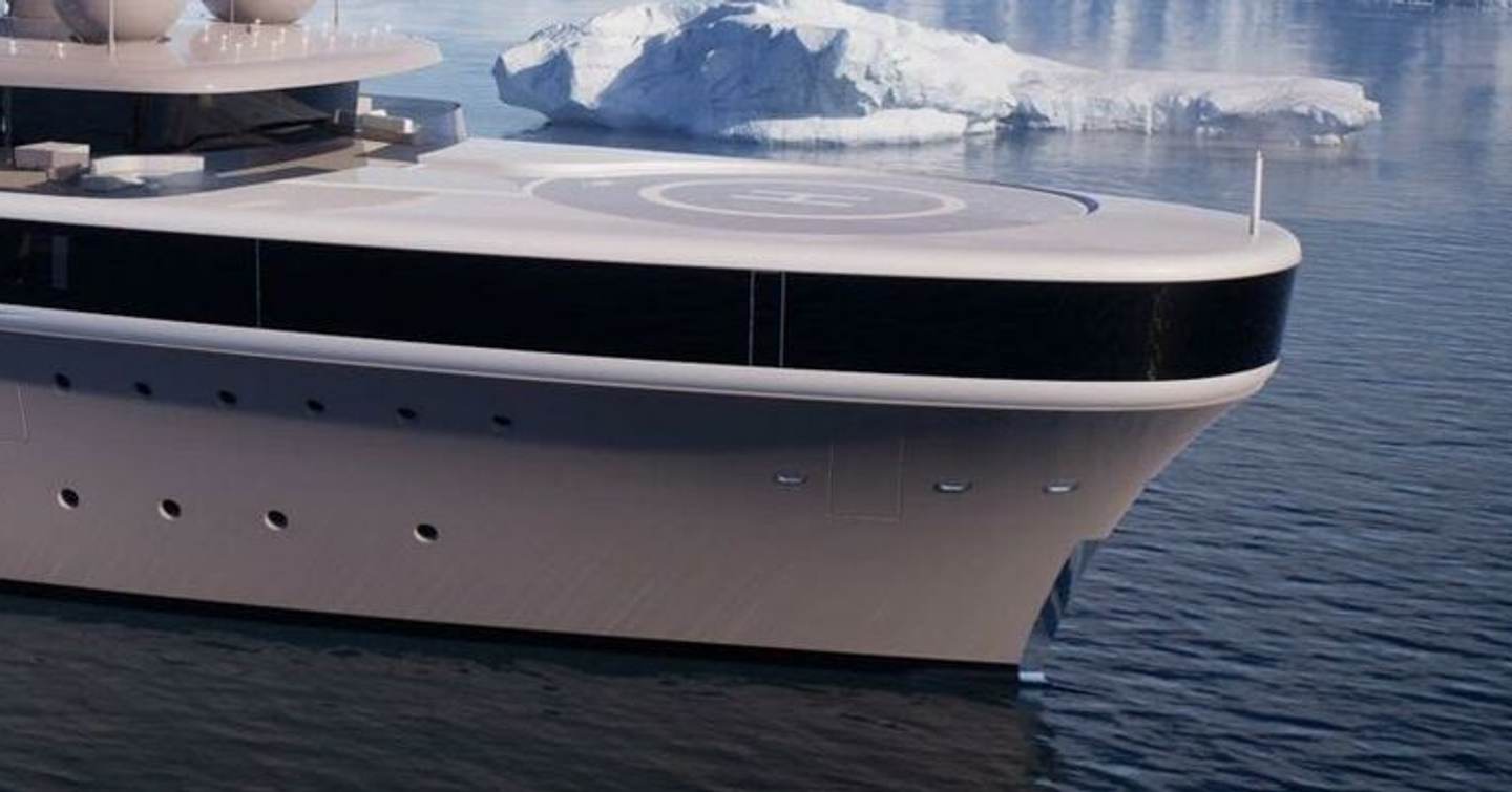 Rendering of superyacht Project Cosmos foredeck with helipad 