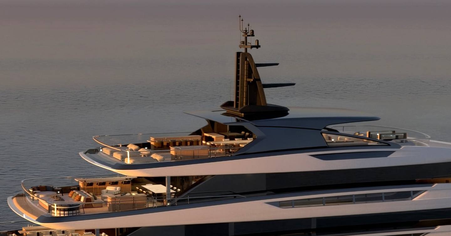 Rendering of Sanlorenzo 74Steel Superyacht sundeck 