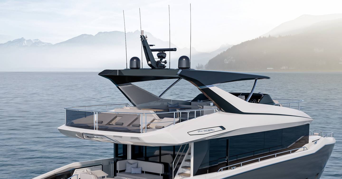 Rendering of Sunseeker 74 Ocean motor yacht flybridge