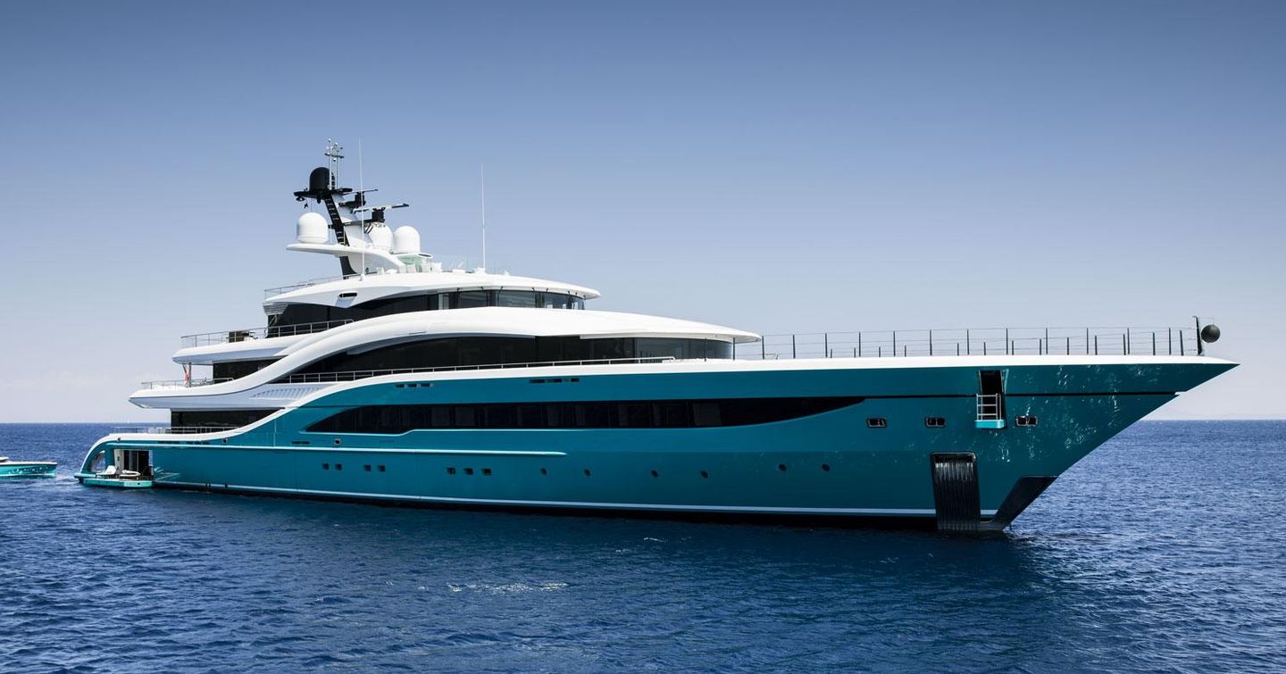 Turquoise superyacht GO on water