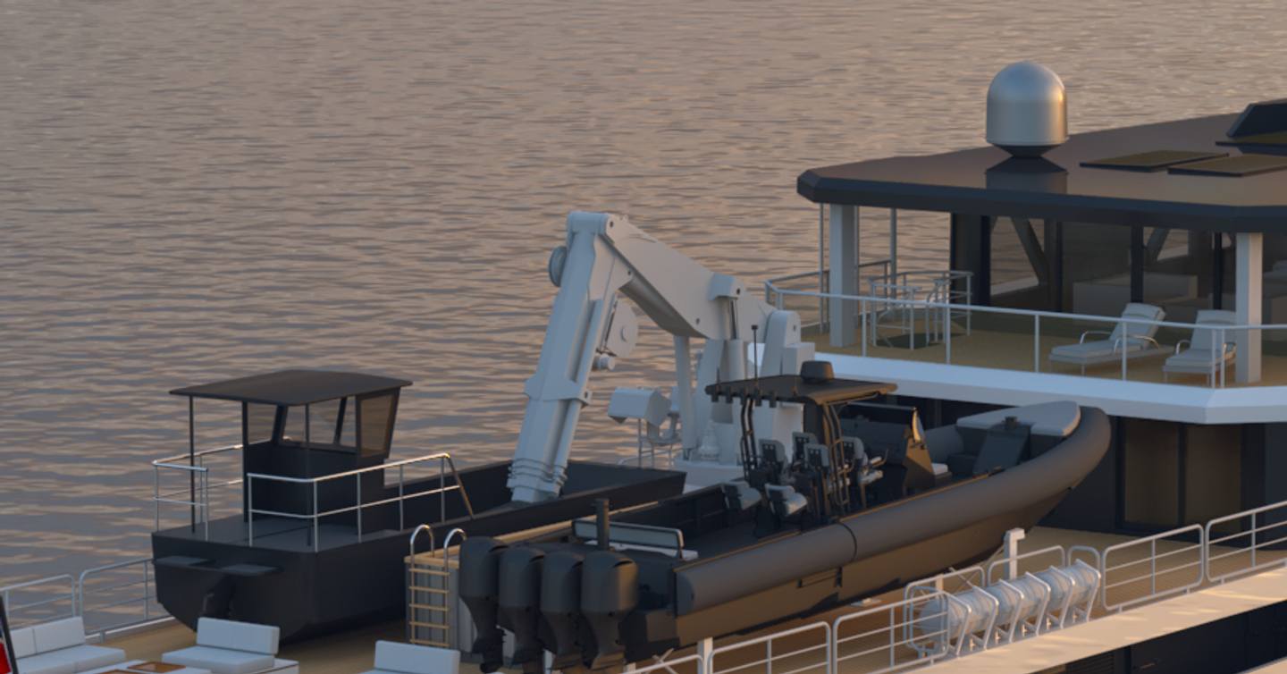 Damen 75m Hybrid close up render shot of crane