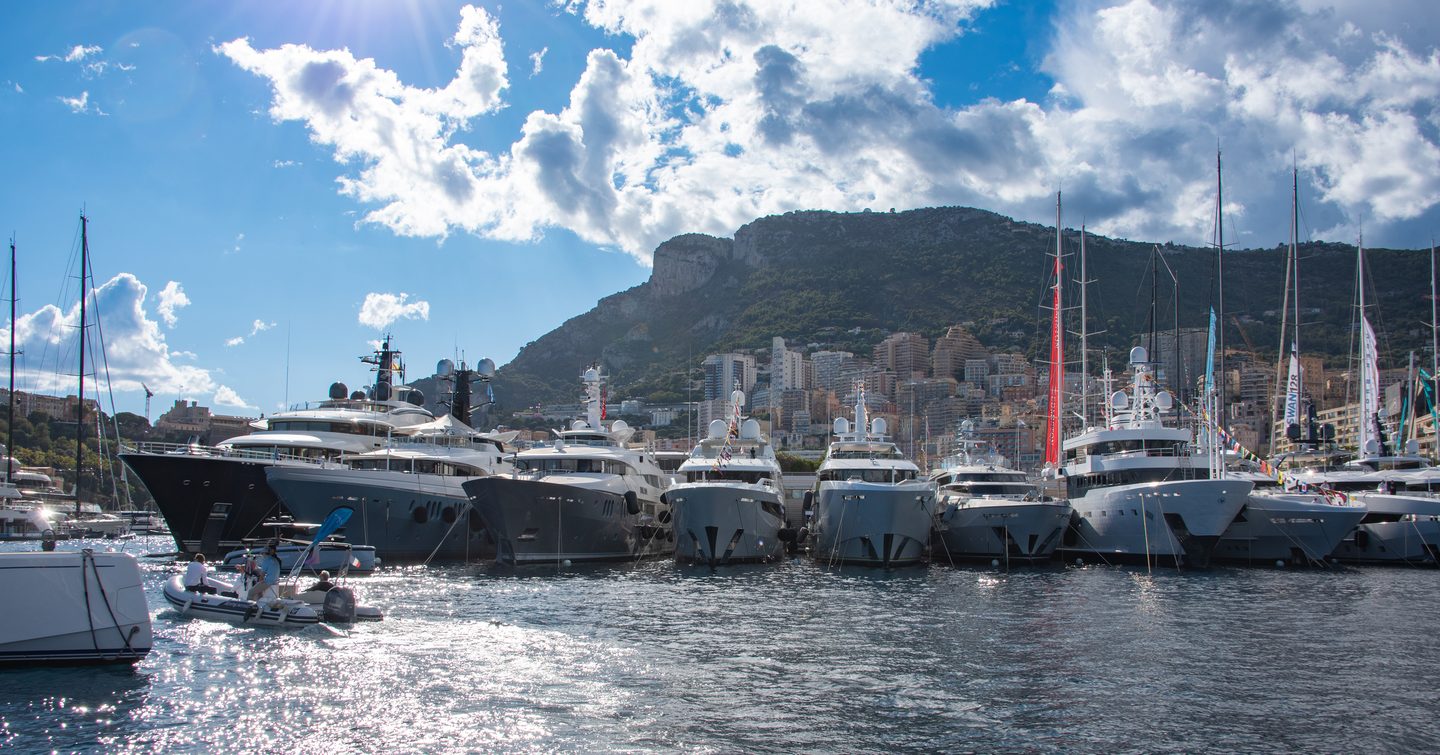 Superyachts docked at the 2025 Monaco Yacht Show 