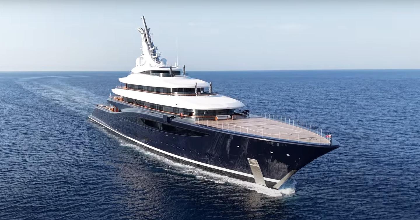 Shot of superyacht Breakthrough's front under way 