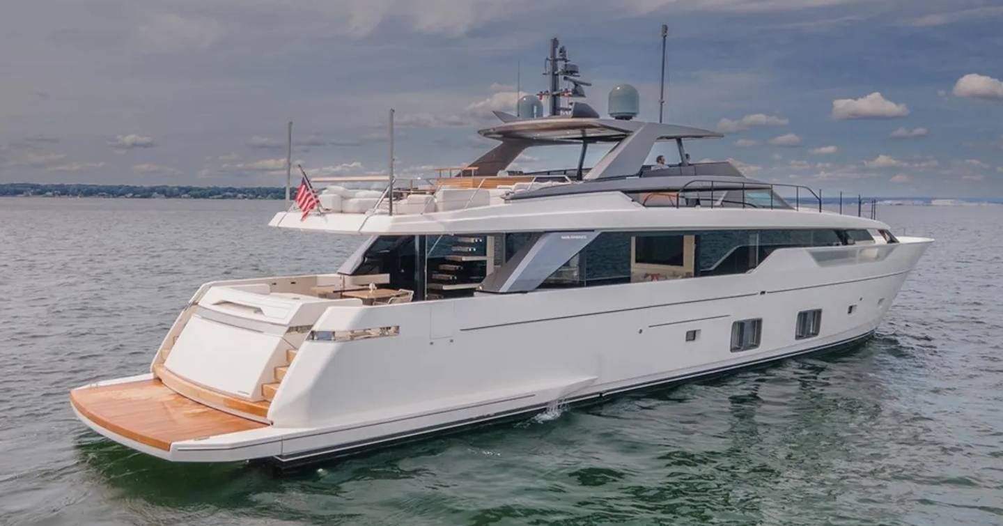 Sanlorenzo superyacht Our Aleph at anchor stern view 