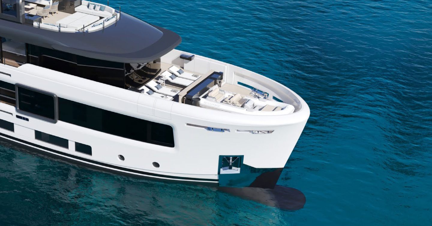 Rendering of explorer yacht Amiga foredeck