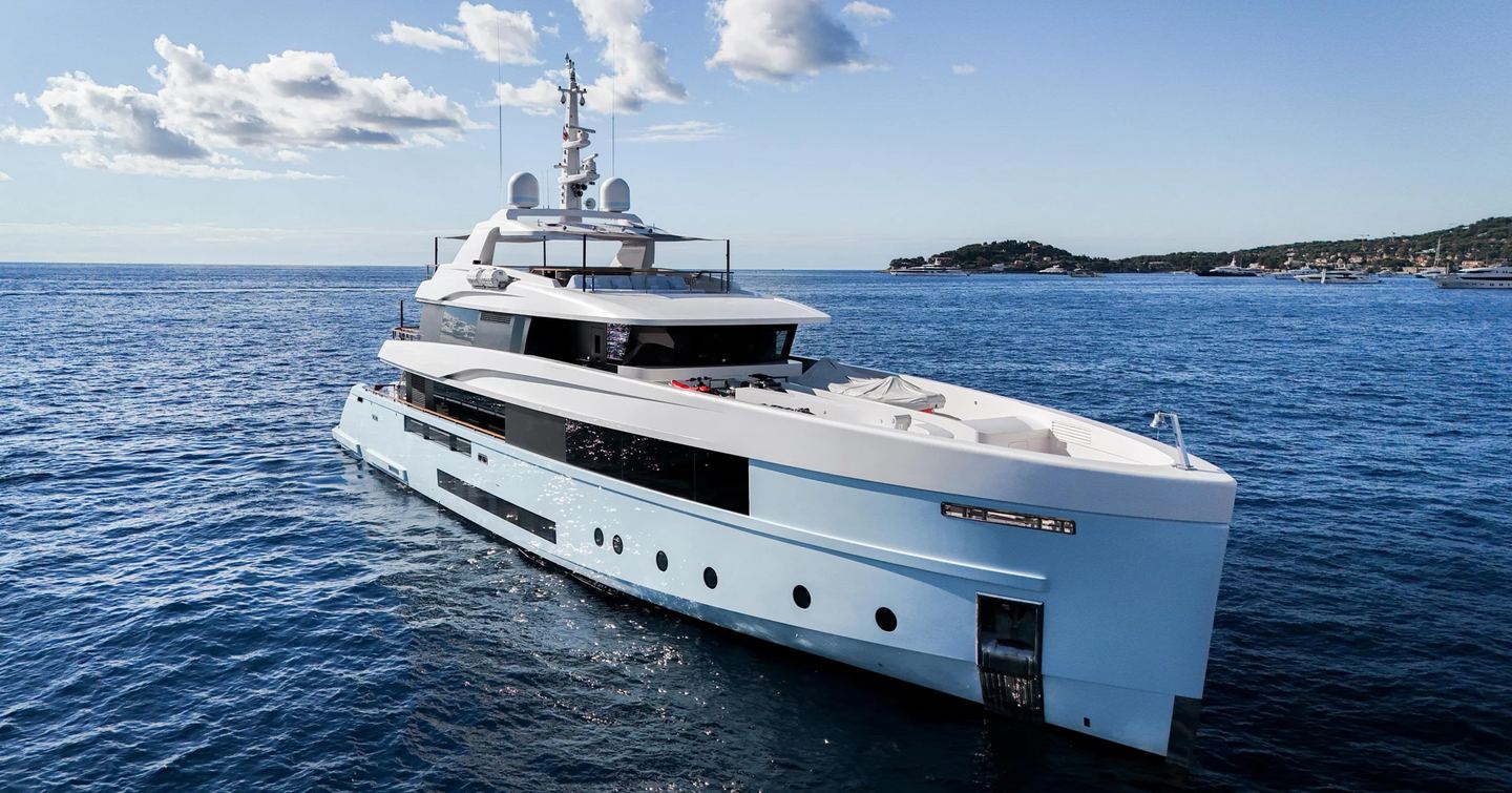 Admiral superyacht Althea at anchor bow view 