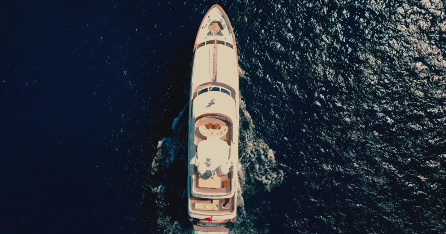Benetti motor yacht Soho underway aerial view 