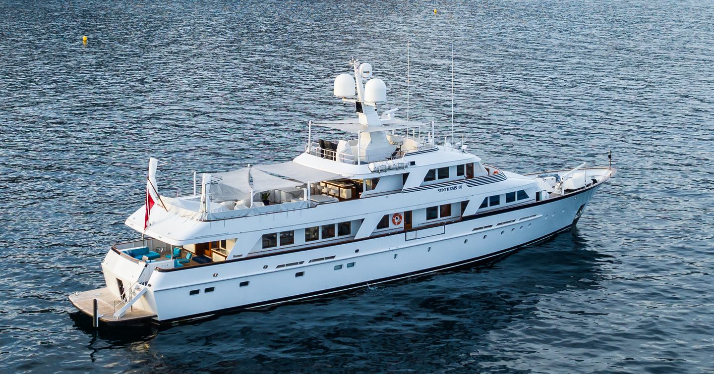 Feadship superyacht Synthesis 66 at anchor stern view 