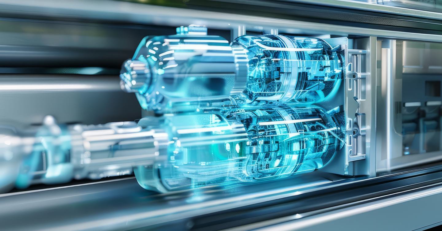 Detailed view of the hydrogen fuel cell engine showcasing green technology