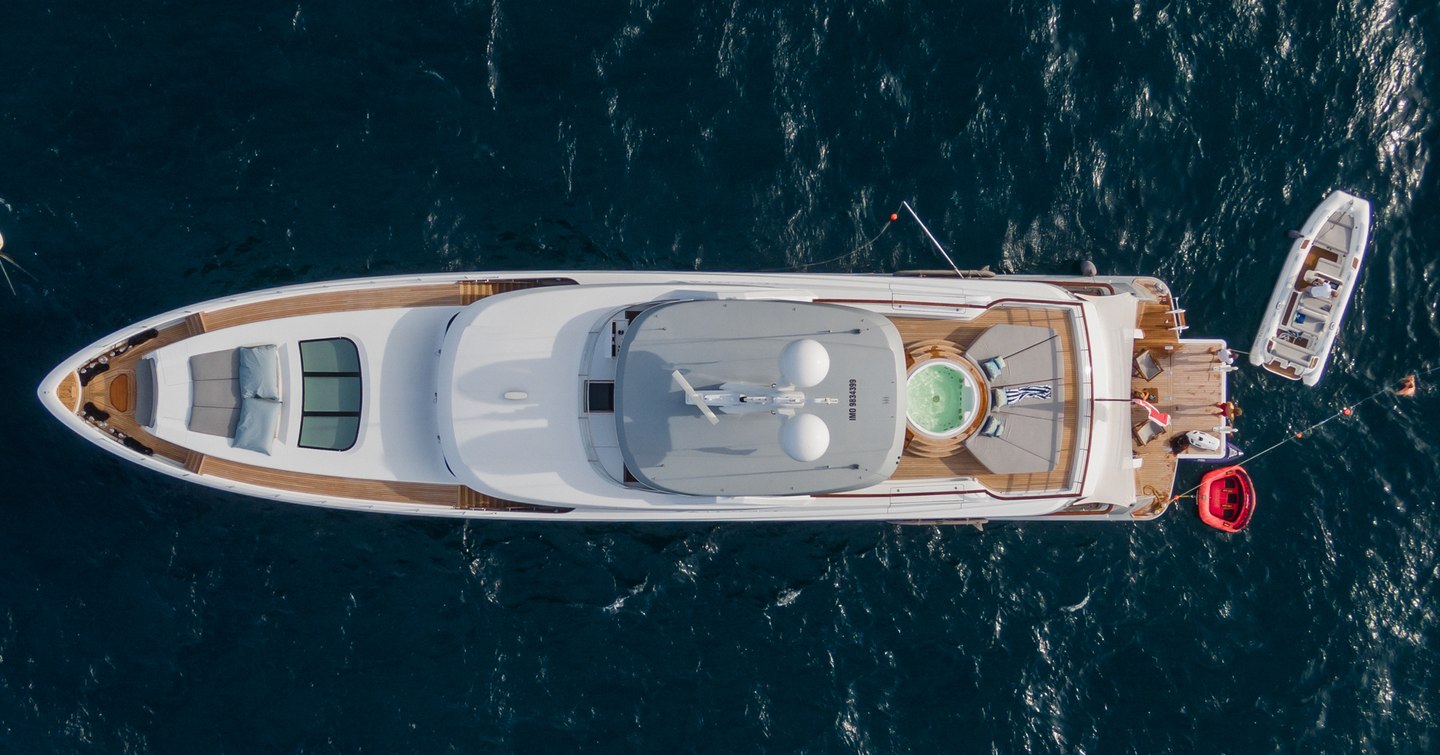 Mulder superyacht Delta One at anchor aerial view 