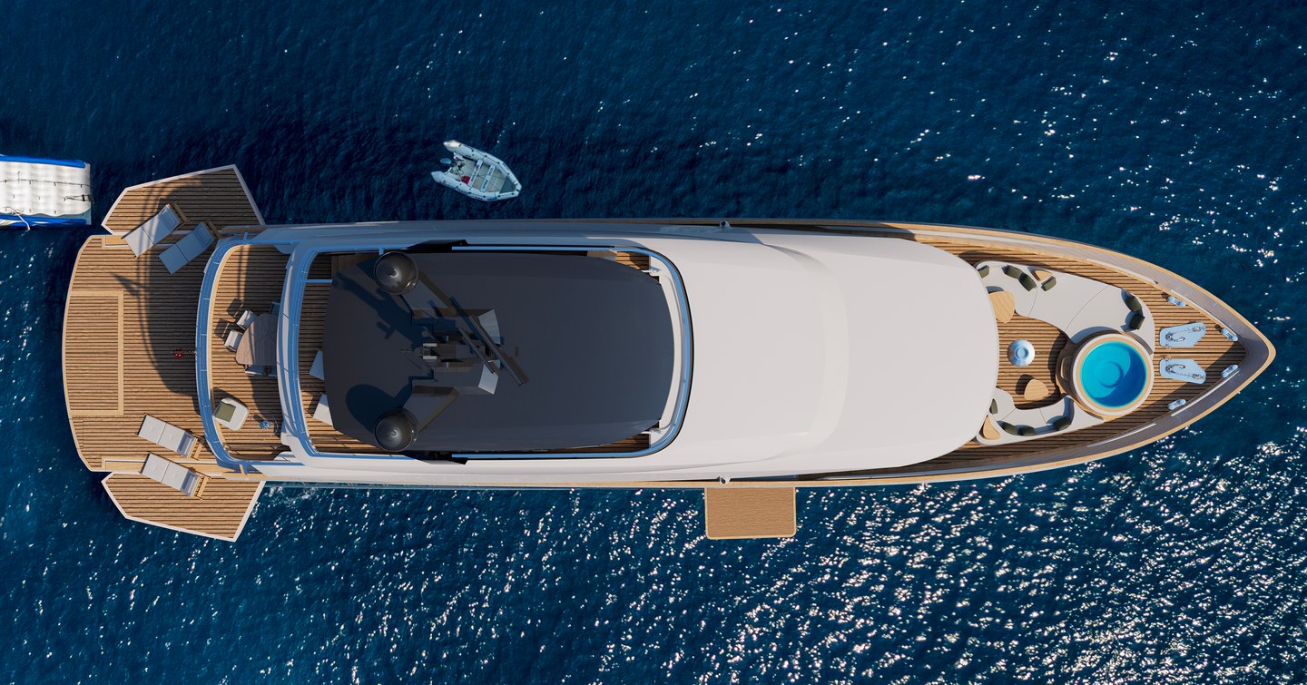Sirena 118 superyacht at anchor aerial view 