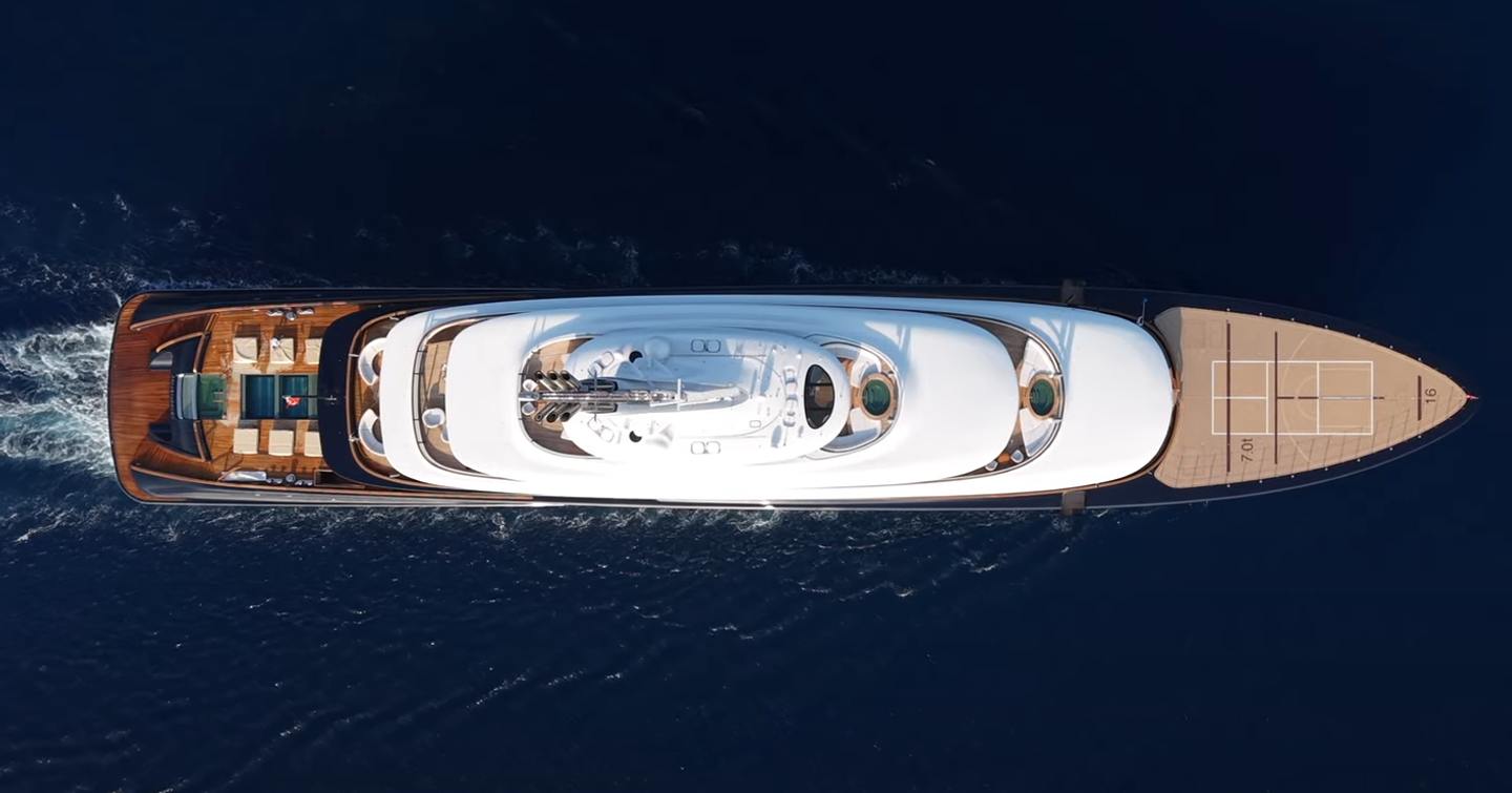 Aerial view of Superyacht Breakthrough under way 
