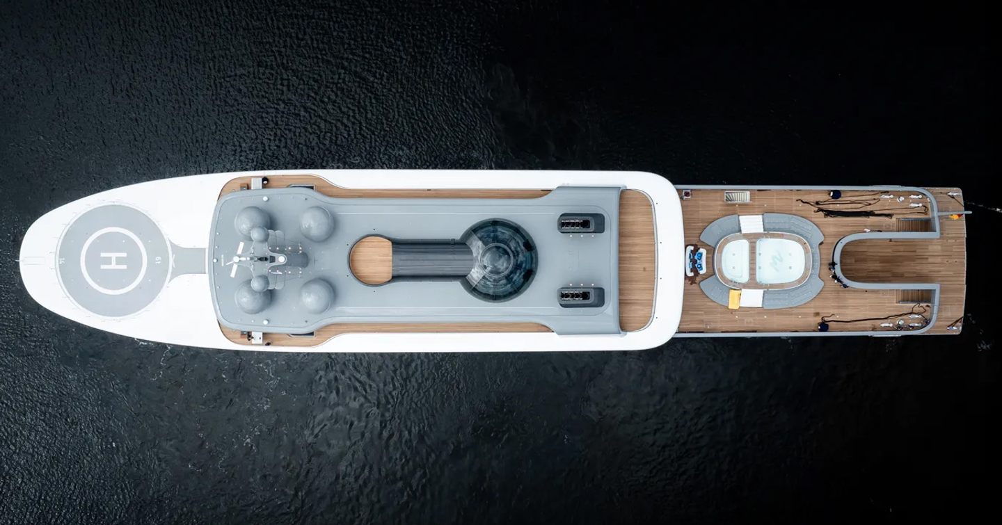 Aerial view of Superyacht Project Cosmos