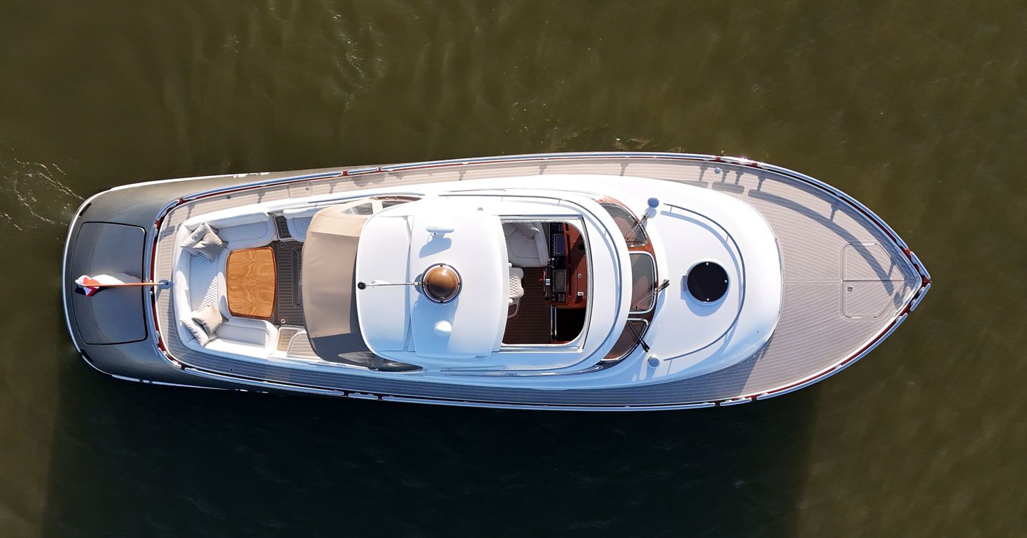 Aerial view of Zeelander Z44 boat at anchor