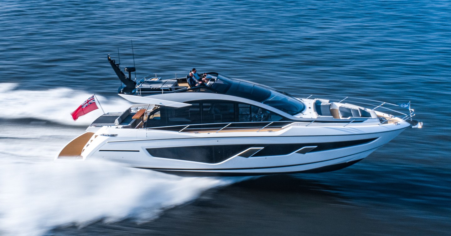 Sunseeker 65 Sport Yacht moving at speed on water