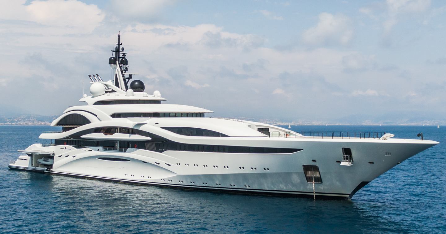 Lürssen superyacht Al Lusail at anchor bow view 