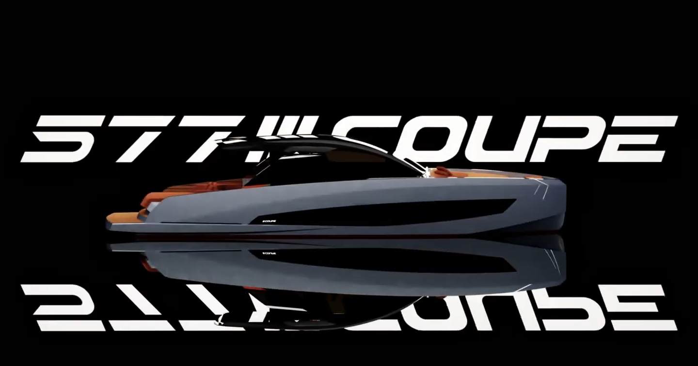 Animation of Astondoa 577 coupe boat with name behind