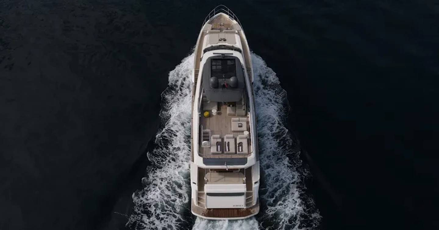 Aerial view of Motor Yacht Sunrise under way 