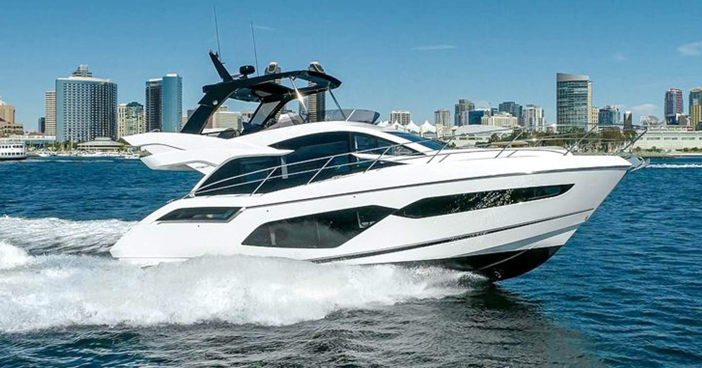 Sunseeker Manhattan 55 motor yacht under way