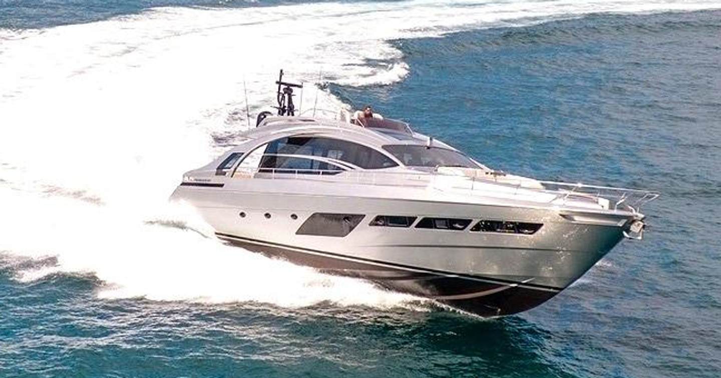 Pershing motor yacht Alexandra underway bow view 