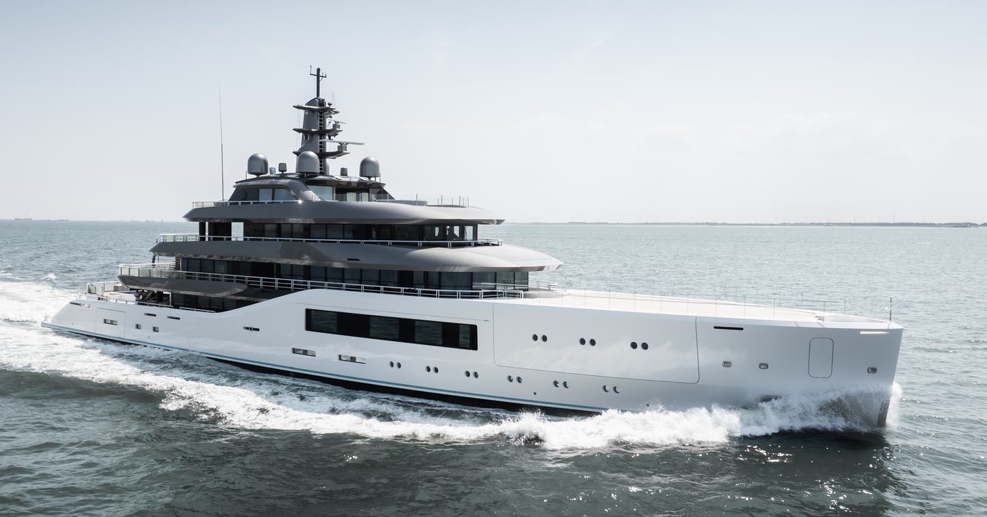 Amels 80 superyacht under way 