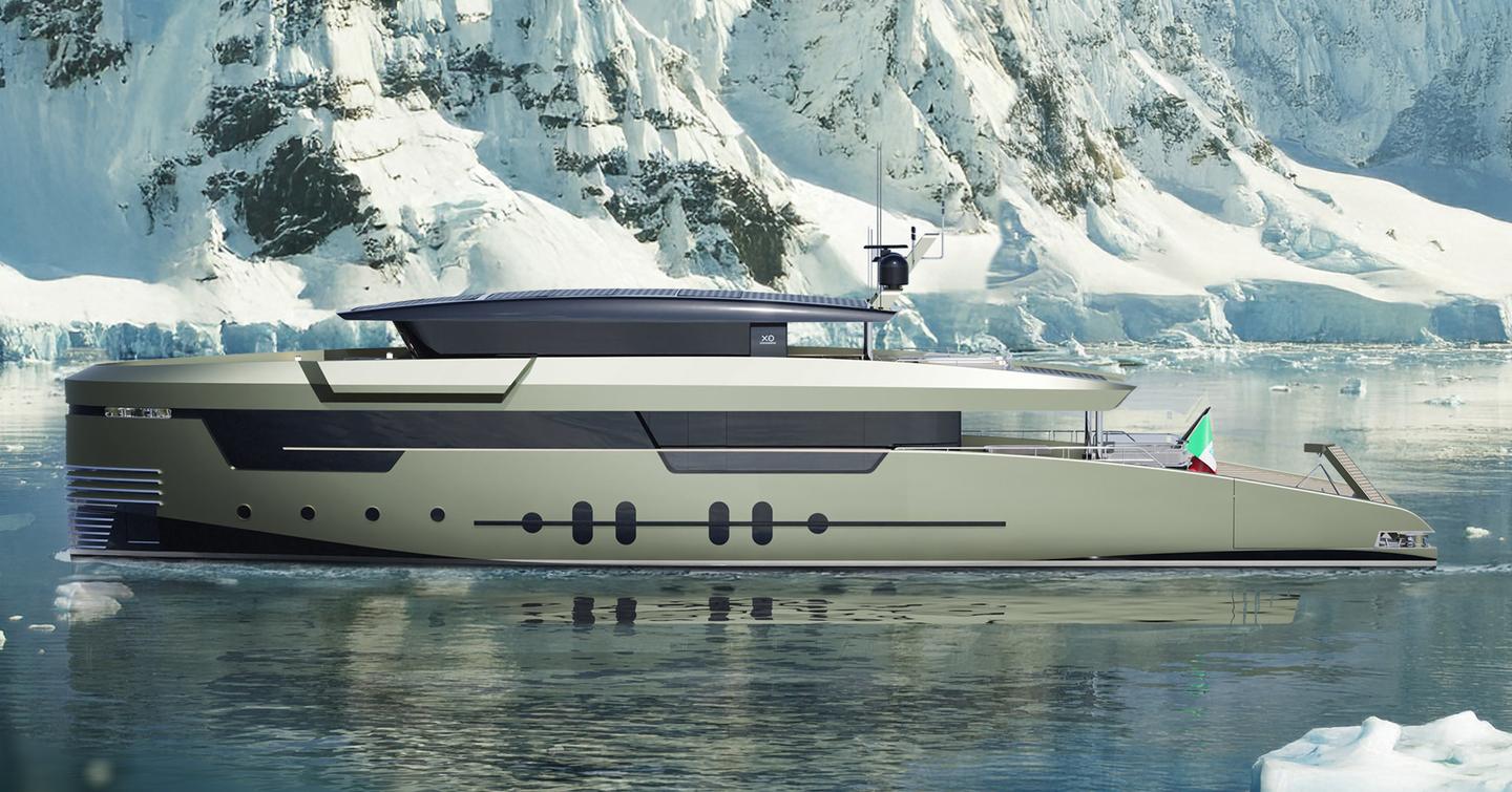 GX Superyachts GX38 Voyager yacht at anchor side view 