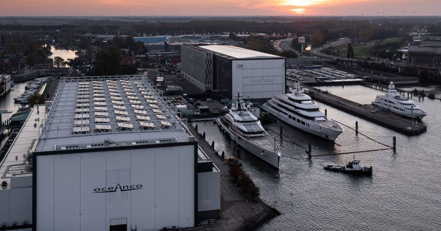 Superyachts outside Oceanco shipyard