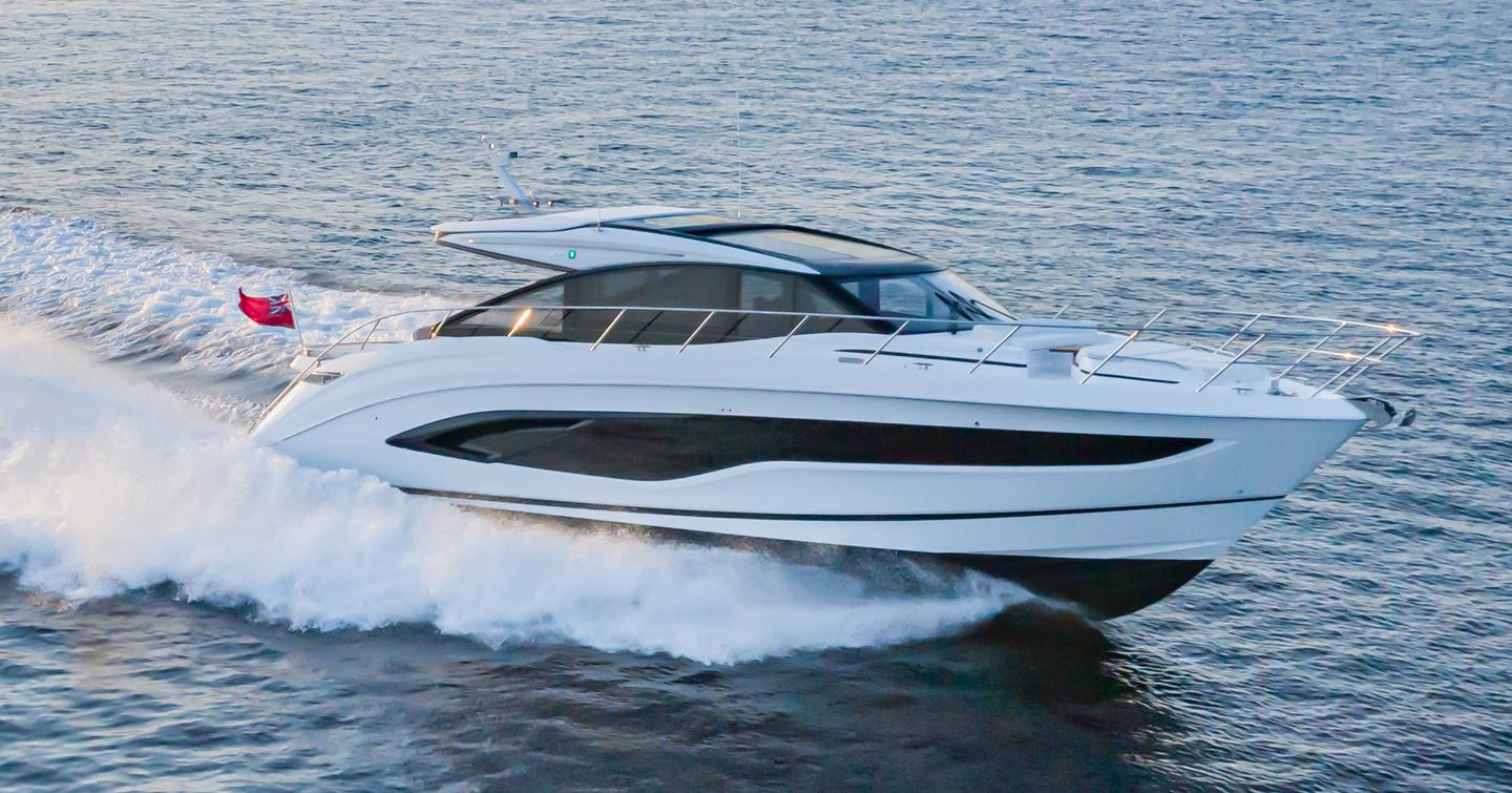 Princess V55 motor yacht under way