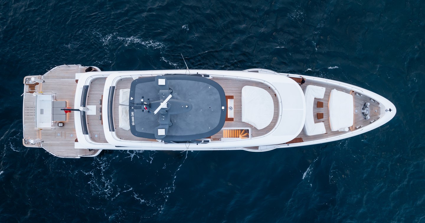 Aerial view of Superyacht Tosun
