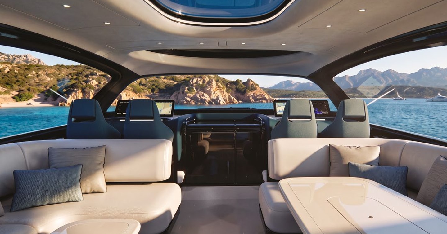 Icona 70 yacht saloon and helm station 